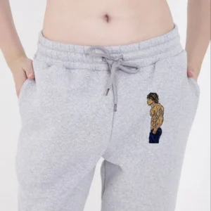 Lastikli Üç İplik Baskılı Eşofman Pantolon - Gri