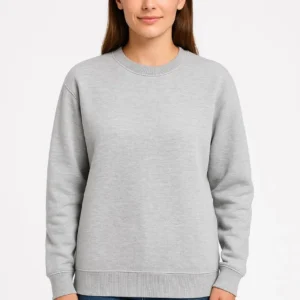 Alternative view of Kadın Üç İplik Düz Bisiklet Yaka SweatShirt - Gri