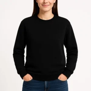 Alternative view of Kadın Üç İplik Düz Bisiklet Yaka SweatShirt - Siyah