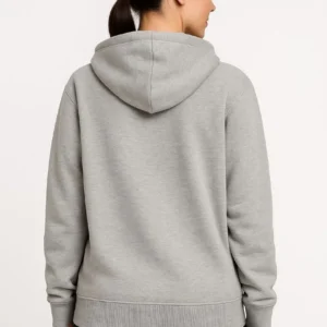 Alternative view of Kadın Üç İplik Kapüşonlu Tam Fermuarlı Kanguru Çepli SweatShirt Hoodie - Gri
