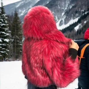 Alternative view of Kadın Uzun Kollu Kürk - Bordo