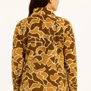 Alternative view of KADIN Yarım Fermuarlı Desenli Polar Sweat Yakalı, Uzun Kollu, Oversize Rahat Kalıp - Kahverengi