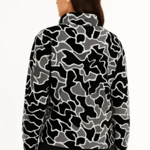 Alternative view of KADIN Yarım Fermuarlı Desenli Polar Sweat Yakalı, Uzun Kollu, Oversize Rahat Kalıp - Siyah