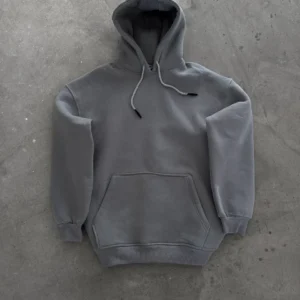 Alternative view of Kapüşonlu Üç İplik Penye Basic SweatShirt - Boyalı Gri