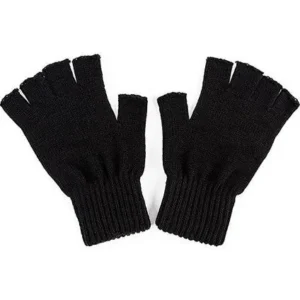 Alternative view of Erkek Kısa Parmaksız Triko Eldiven - Siyah