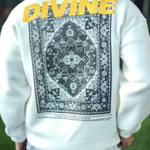 Alternative view of Kışlık Bisiklet Yaka Baskılı SweatShirt - Beyaz