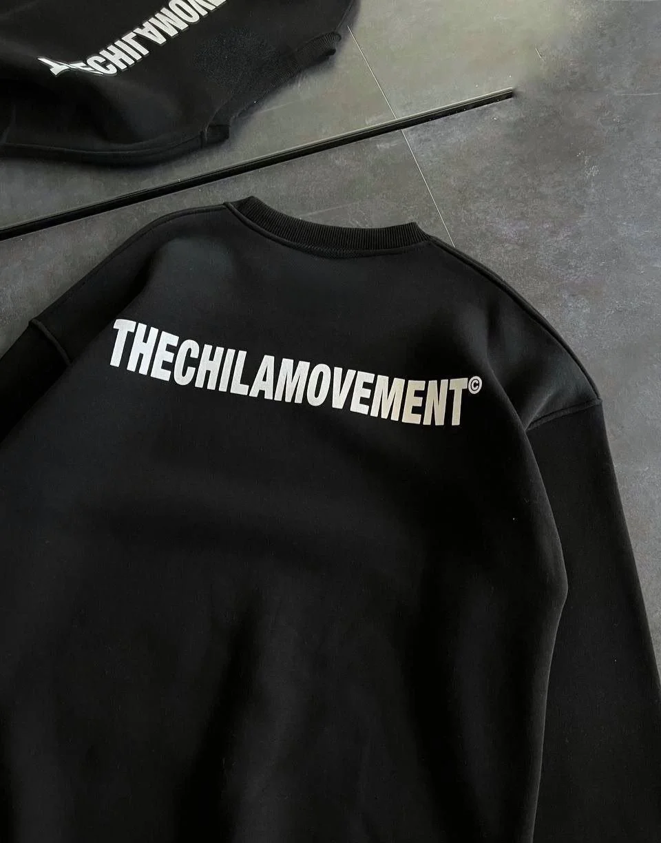 Kışlık Bisiklet Yaka Oversize Baskılı SweatShirt - Siyah - Görsel 3