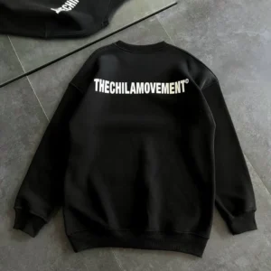 Alternative view of Kışlık Bisiklet Yaka Oversize Baskılı SweatShirt - Siyah