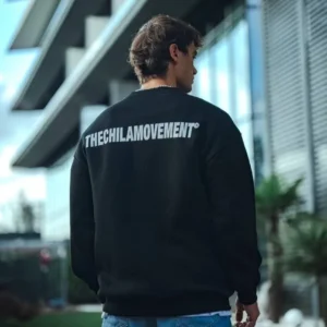Alternative view of Kışlık Bisiklet Yaka Oversize Baskılı SweatShirt - Siyah