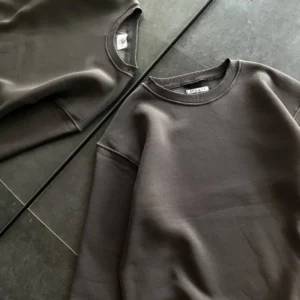 Alternative view of Kışlık Bisiklet Yaka Üç İplik Basic SweatShirt - Füme