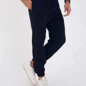 Unisex Kışlık Üç İplik Lastikli Eşofman Pantolon - Lacivert