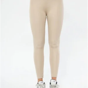 Kışlık Yüksek Bel Toparlayicı ve Sıkılaştırıcı Likralı Şardonlu Tayt - Bej