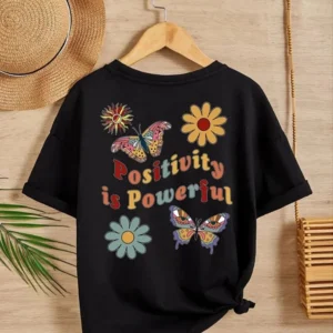 Alternative view of Kız Çocuk Bisiklet Yaka Baskılı T-Shirt - Siyah