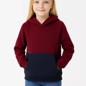 Kız Çocuk Kapüşonlu Kanguru Çepli Parçalı SweatShirt - Renkli