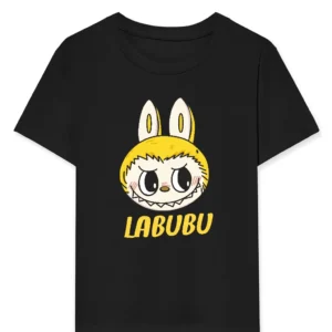 Kız Labubu Çocuk Baskılı T-Shirt - Siyah