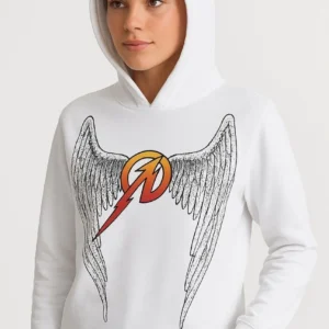 Metallica İki İplik Kapüşonlu Ön ve Arka Baskılı hoodie - Beyaz