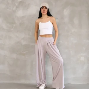 Osy Modal Yumuşak Dokulu Kadın Kumaş Boru Paça Salaş Eşofman - Bej