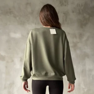 Alternative view of Osy Modal Yumuşak dokulu Kumaş Bisiklet Yaka Oversize Sweatshirt - Haki