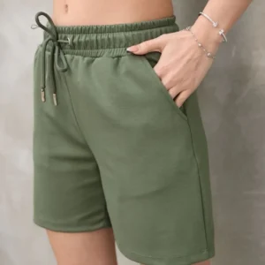 Osy Modal Yumuşak dokulu Kumaş Kadın Kısa Şort - Haki