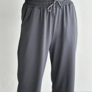 Alternative view of Osy Modal Yumuşak Dokulu Kumaş Kısa Kollu Yakalı T-shirt Pantalon ikili Takım- Antrasit