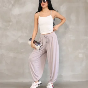 Alternative view of Osy Modal Yumuşak Dokulu Kumaş Şalvar Pantalon - Bej