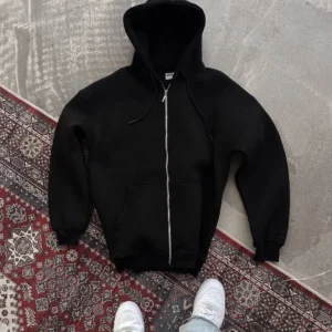 Alternative view of Oversize Tam Fermuarlı Uzun Kol Hırka - Siyah