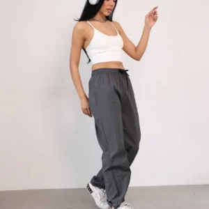 Praşut Kumaş Paça Cepli Baggy Eşofman - Antrasit