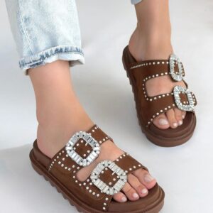 Juana Taba  Nubuk  Taşlı Terlik