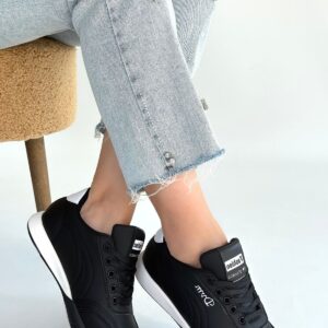 Tawen Siyah Cilt Bağcıklı Spor Ayakkabı