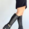 Mooni Siyah Cilt Topuklu Çizme