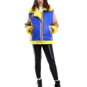 Kadın Koyun Derisi Pilot Hakiki Kürk - Sarı