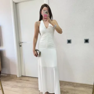 Alternative view of Sırt dekolteli Uzun Elbise - Beyaz