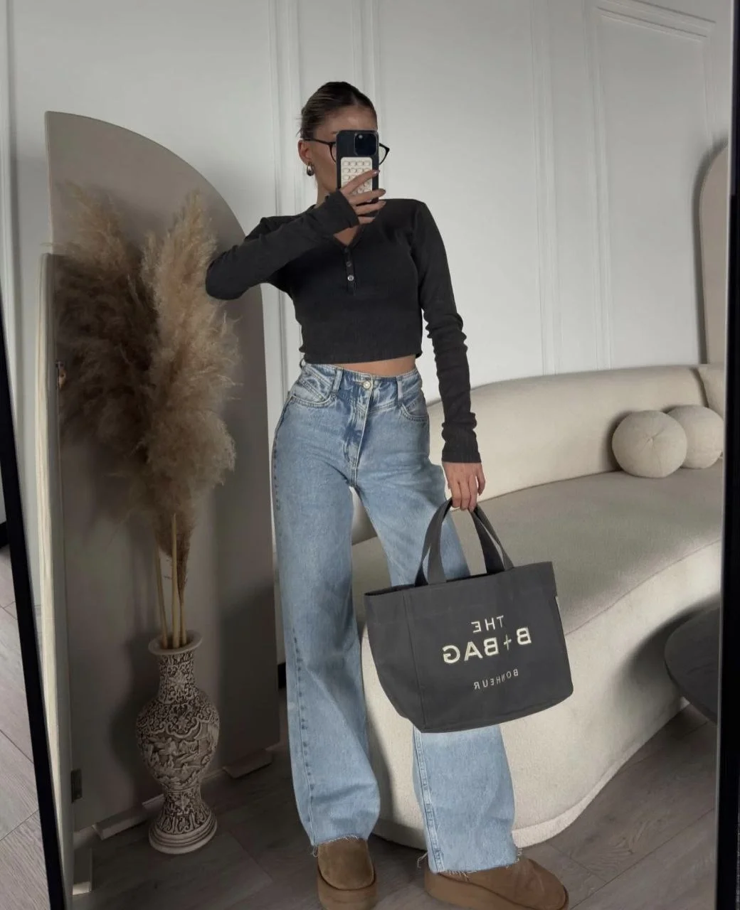 Düğme Detaylı Yıkamalı Crop - Görsel 2