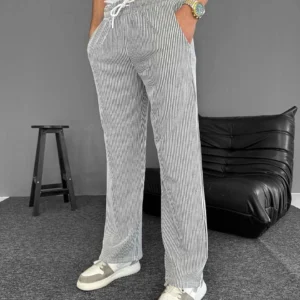 Alternative view of Su Yolu Çizgili Cepli Pantalon Yazlık - Gri