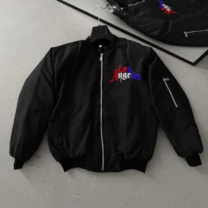 Los Angeles Siyah Bomber Mont – Fermuarlı, Cepli, Kapitone Astarlı, Bahar ve Kış Günlük Kullanım İçin Unisex Ceket- Siyah