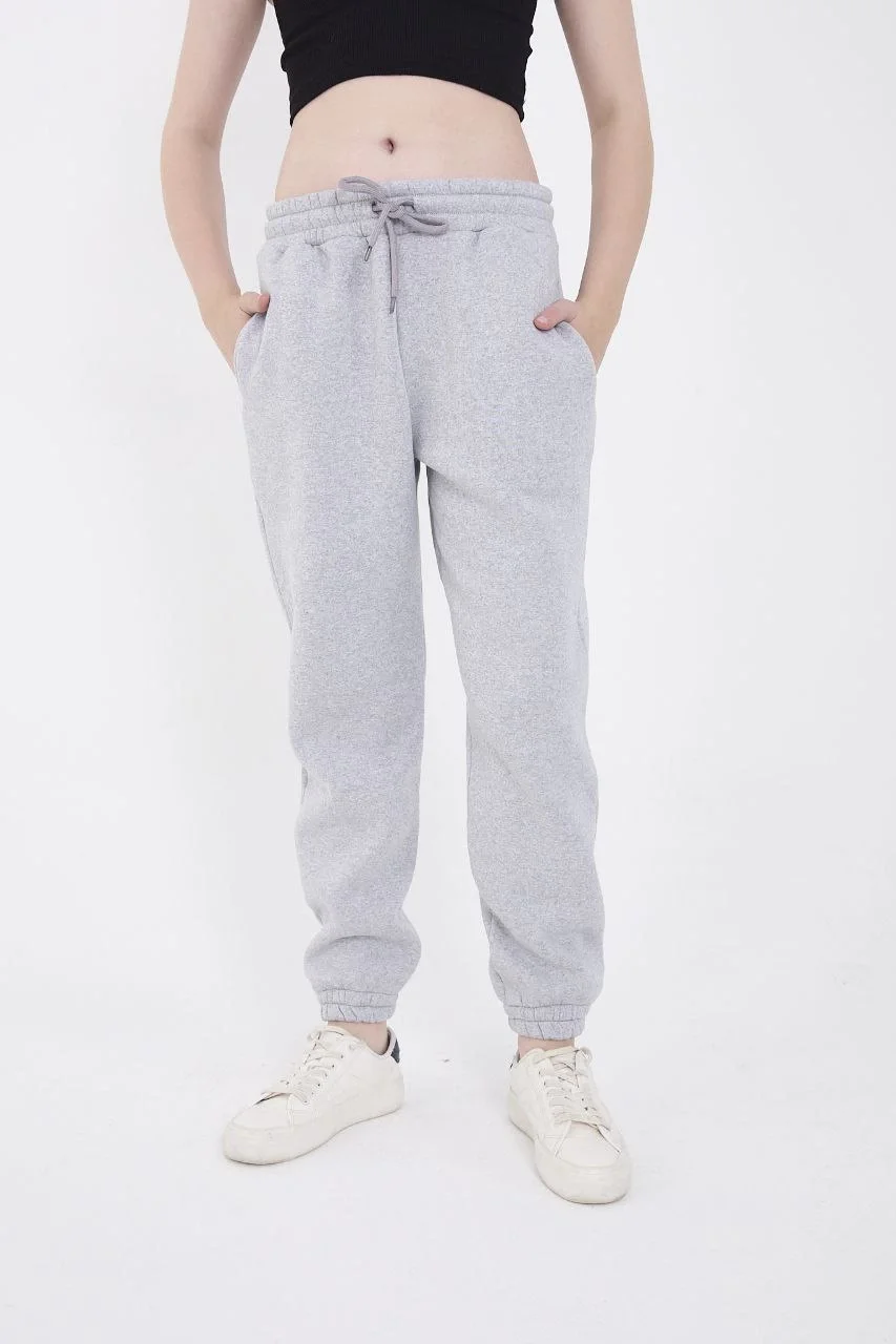 Üç İplik Basic Lastikli Eşofman Pantolon - Gri - Görsel 7