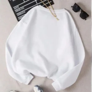 Unisex Üç İplik Biskilet Yaka SweatShirt - Beyaz