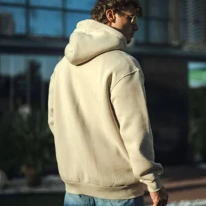 Alternative view of Üç İplik Penye Kapşonlu Basic SweatShirt - Bej