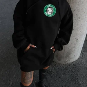 Üç İplik Penye Uzun Kol Kapüşonlu SweatShirt - Siyah