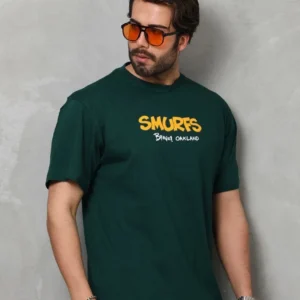 Alternative view of Unisex Basic Bisiklet Yaka Oversize T-Shirt - Yeşil