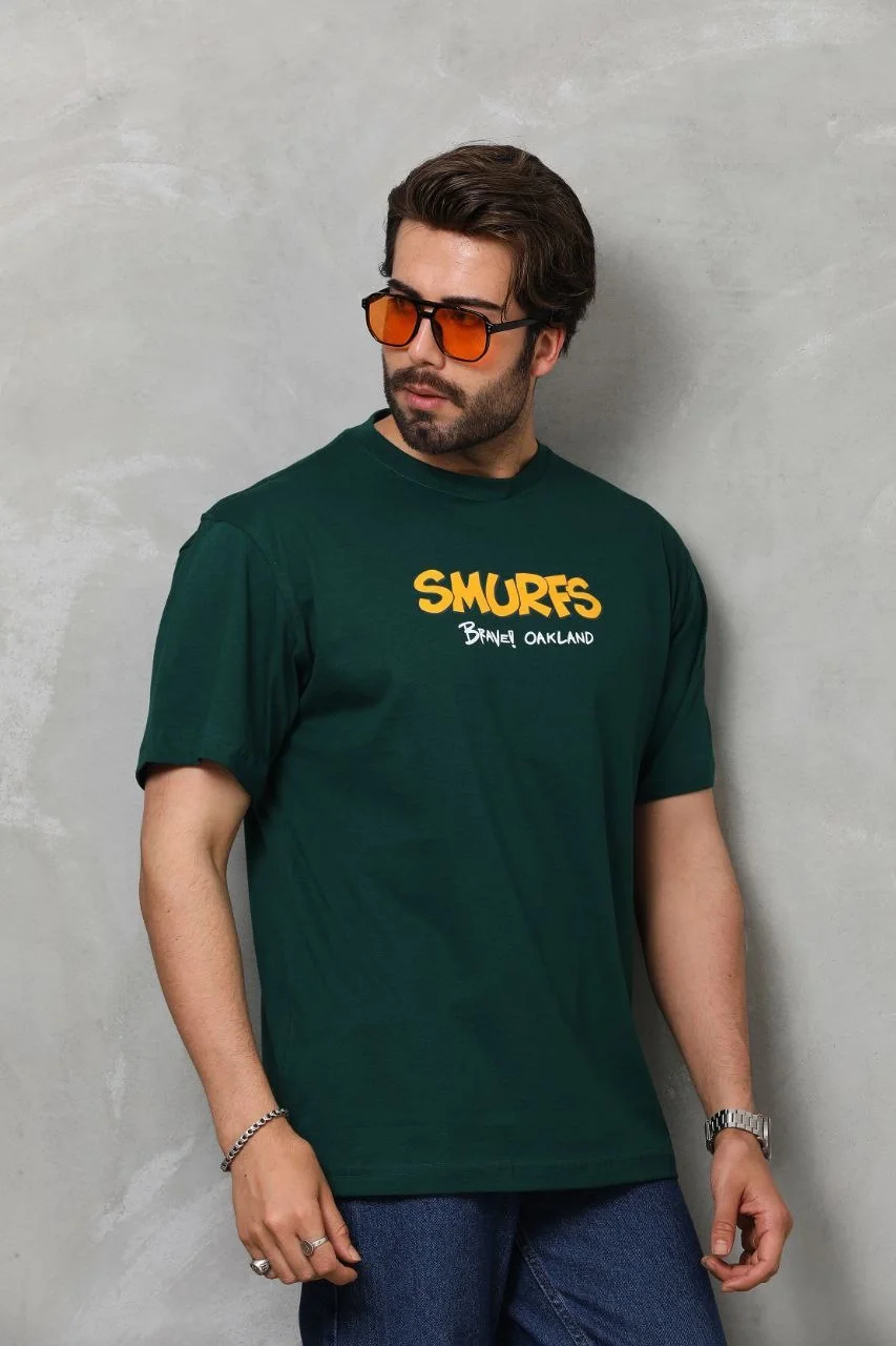 Unisex Basic Bisiklet Yaka Oversize T-Shirt - Yeşil - Görsel 2