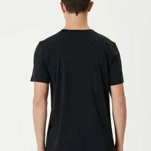 Alternative view of Unisex Basic Bisiklet Yaka Regular T-Shirt - Siyah