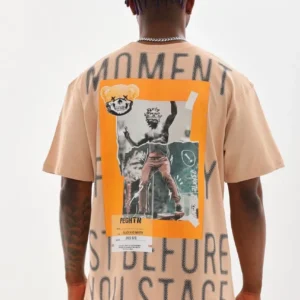 Alternative view of Unisex Baskılı Oversize T-Shirt - Bej