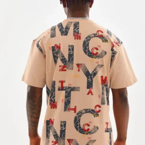 Alternative view of Unisex Baskılı Oversize T-Shirt - Bej