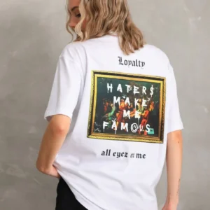 Alternative view of Unisex Baskılı Oversize T-Shirt - Beyaz