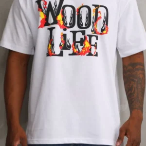 Unisex Baskılı Oversize T-Shirt - Beyaz