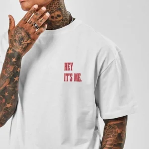 Unisex Baskılı Oversize T-Shirt - Beyaz