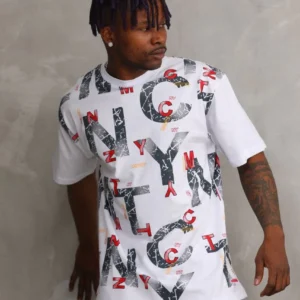 Unisex Baskılı Oversize T-Shirt - Beyaz