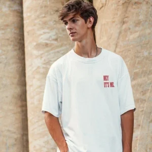 Alternative view of Unisex Baskılı Oversize T-Shirt - Beyaz