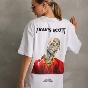 Unisex Baskılı Oversize T-Shirt - Beyaz